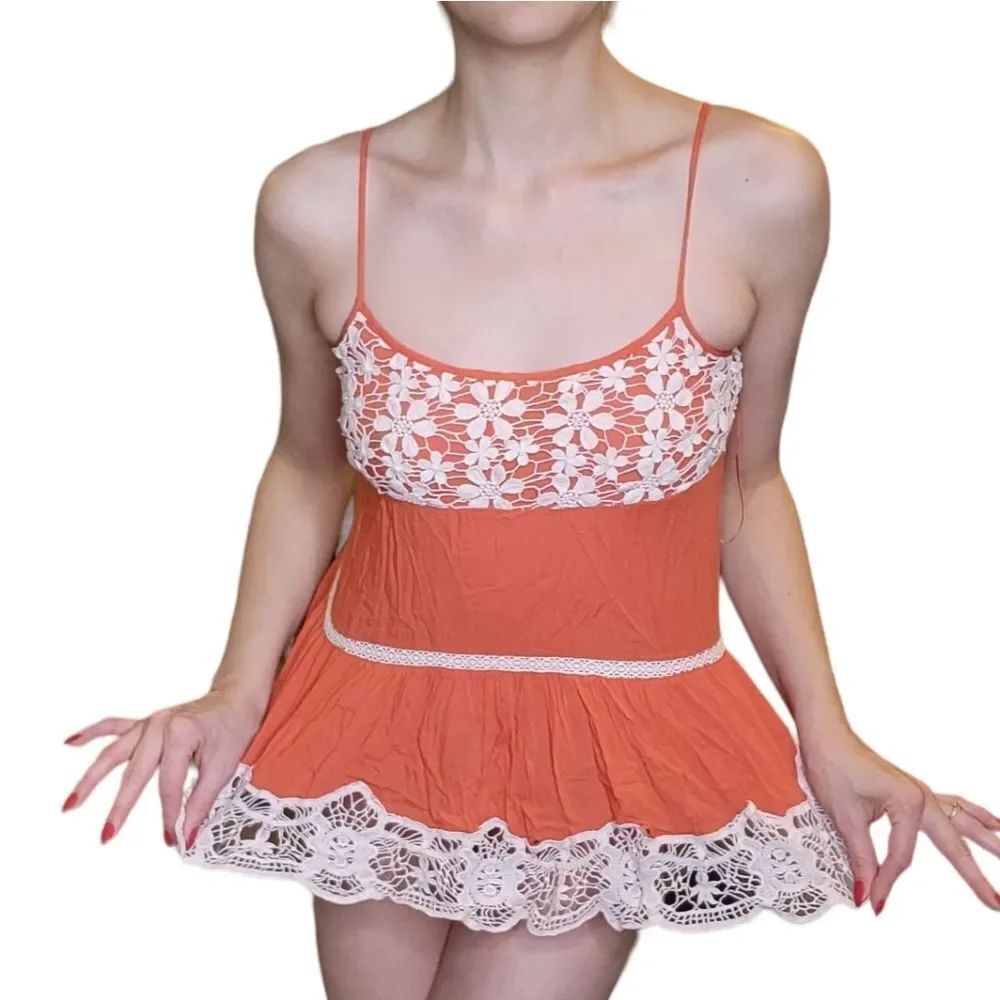 Vintage Y2k Orange lace camisole - M